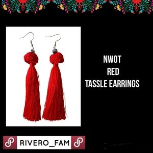 NWOT| RED | TASSLE EARRINGS